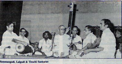 Semmangudi Srinivasa Iyer, Lalgudi Jayaraman and Tiruchi Sankaran Semmangudi Srinivasa Iyer, Lalgudi Jayaraman and Tiruchi Sankaran